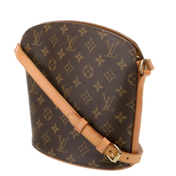 LOUIS VUITTON Logo Drouot Shoulder Bag Monogram Leather Brown - Picture 5 of 6